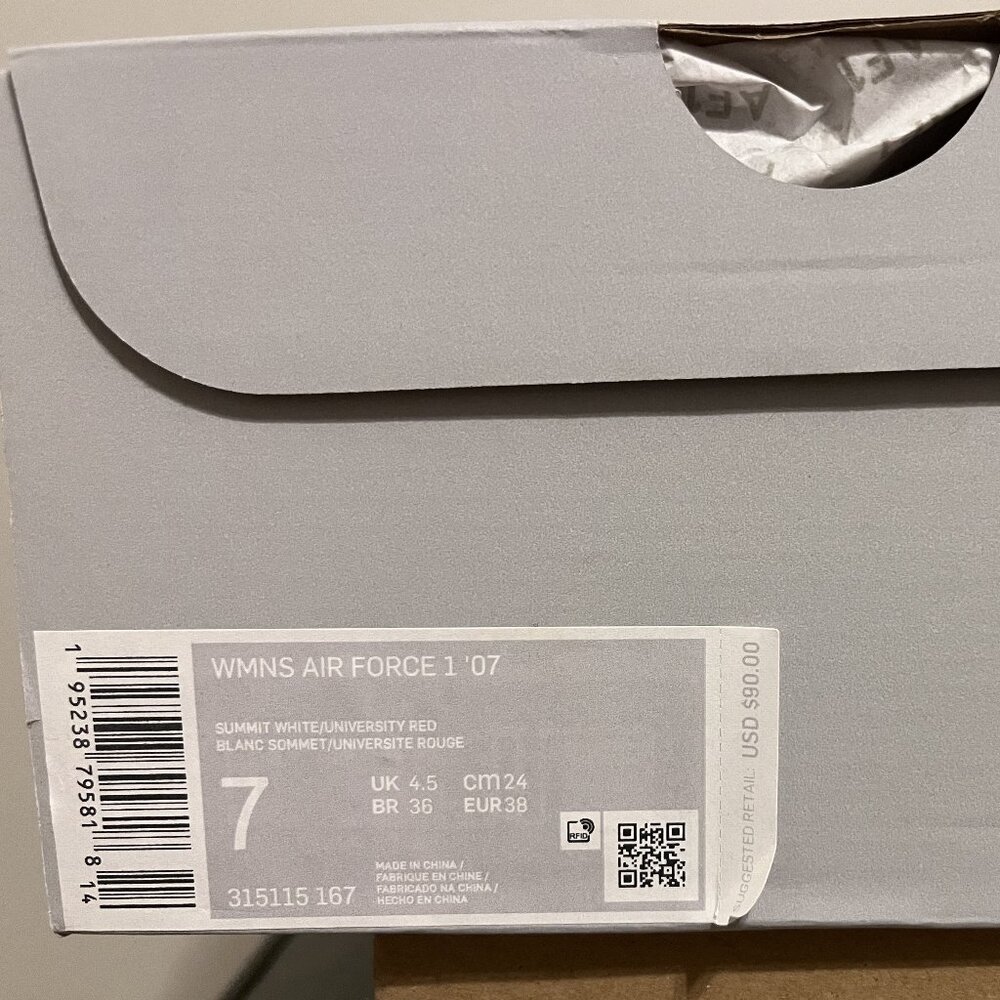 Nike AF1 - Ladies Size 7 - White, University Red and Blush Pink - Picture 2 of 6